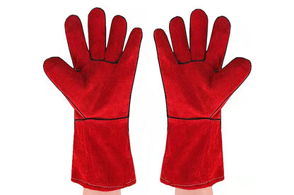 Double Layer Leather Welding Gloves Heat Resistant Fireproof Safety Gloves