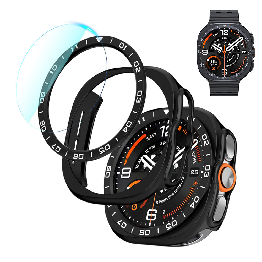 3 in 1 Screen Protector for Samsung Galaxy Watch Ultra 2 47mm with Protector and Bezel Ring