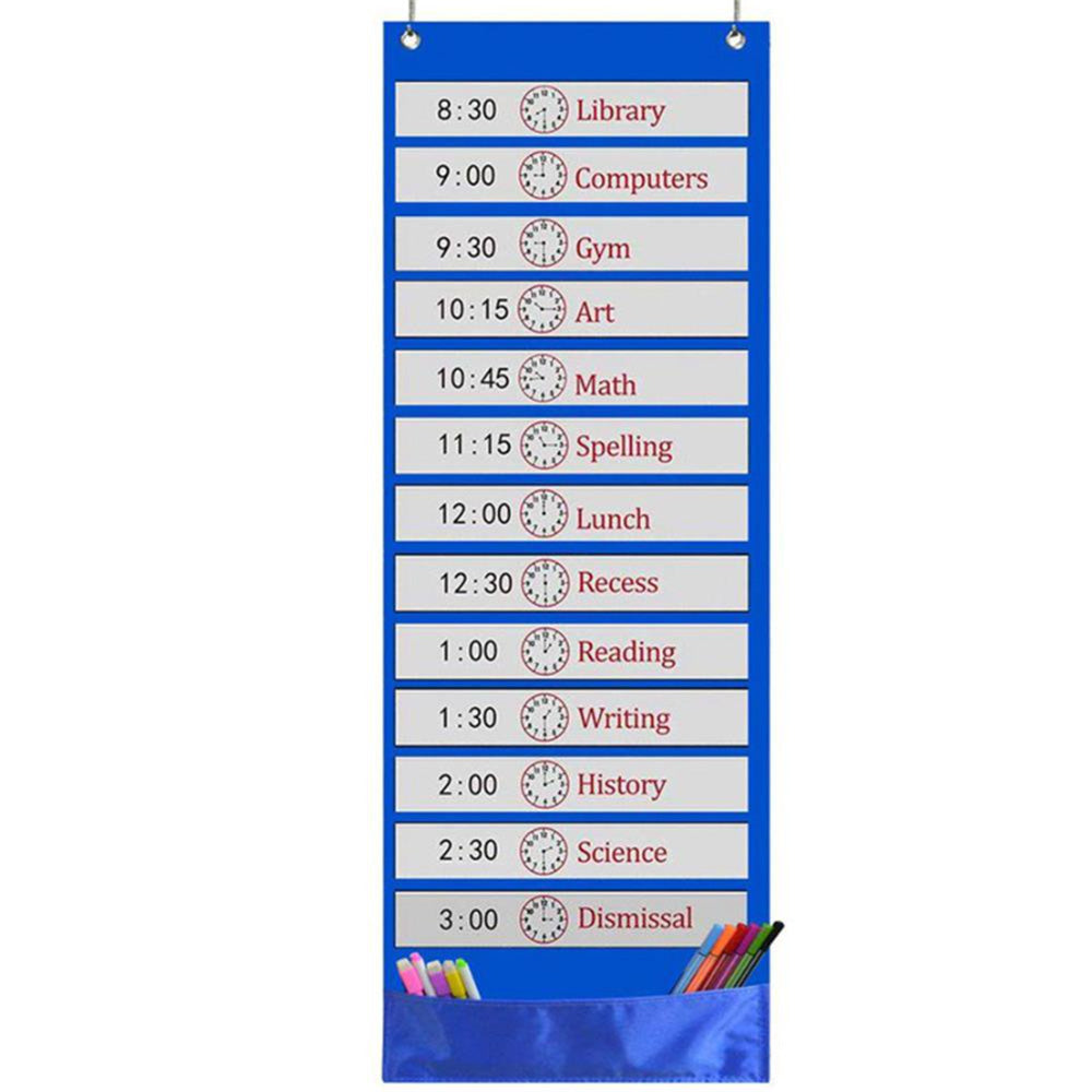90x33cm Wall Time Management Card Organizer with 14 Dry Erase Cards