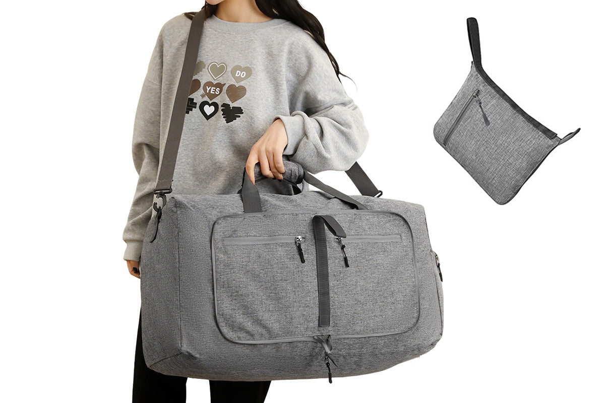 Large Foldable Travel Duffel Bag Carry On Shoulder Duffle Bag With Shoe Compartment
