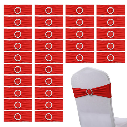 30Pcs Elastic Chair Sashes Bows with Buckle Spandex Chair Bands for Weddings Parties Meetings