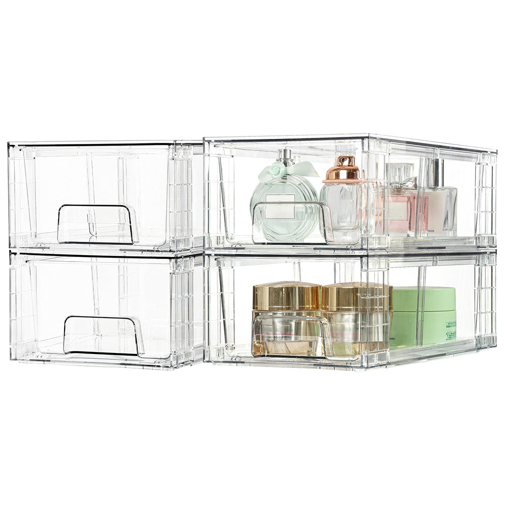 Stackable Clear Makeup Organizer Drawer for Skincare Storage