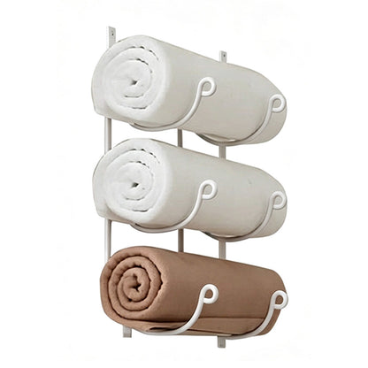 3-Tier Iron Wall-Mounted Bathroom Towel Rack for Vertical Storage
