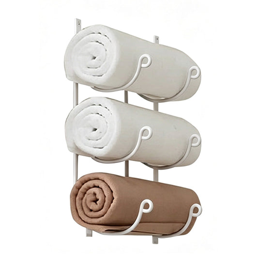 3-Tier Iron Wall-Mounted Bathroom Towel Rack for Vertical Storage