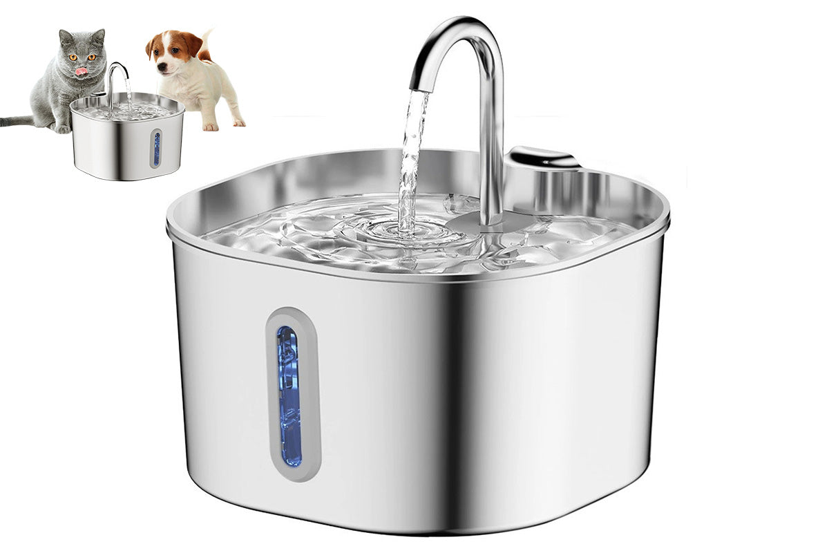 Automatic Pet Water Fountain USB 2.2L Stainless Steel for Cats and Small Animals