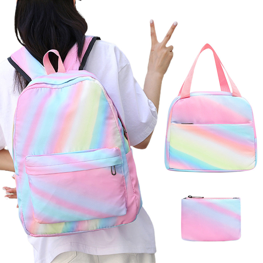 3PCS Boys Girls Gradient Color Backpack Set School Backpack Lunch Bag Pencil Case