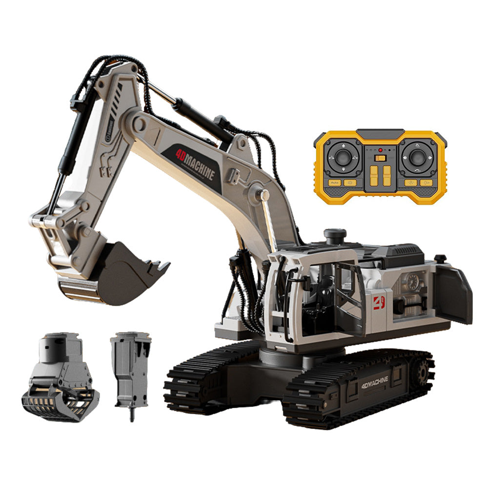 3-in-1 RC Excavator Toy 2.4G Remote Control Digger with 3 Work Heads