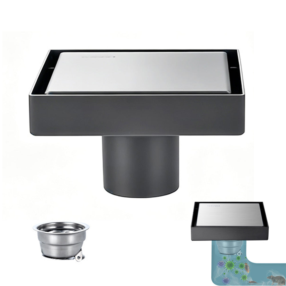 Square Shower Drain with Filter Detachable Stainless Steel Floor Drain for Bathroom Balcony