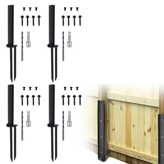 4Pcs Fence Post Repair Kit Heavy Duty H Design Fence Post Anchor Ground Stakes