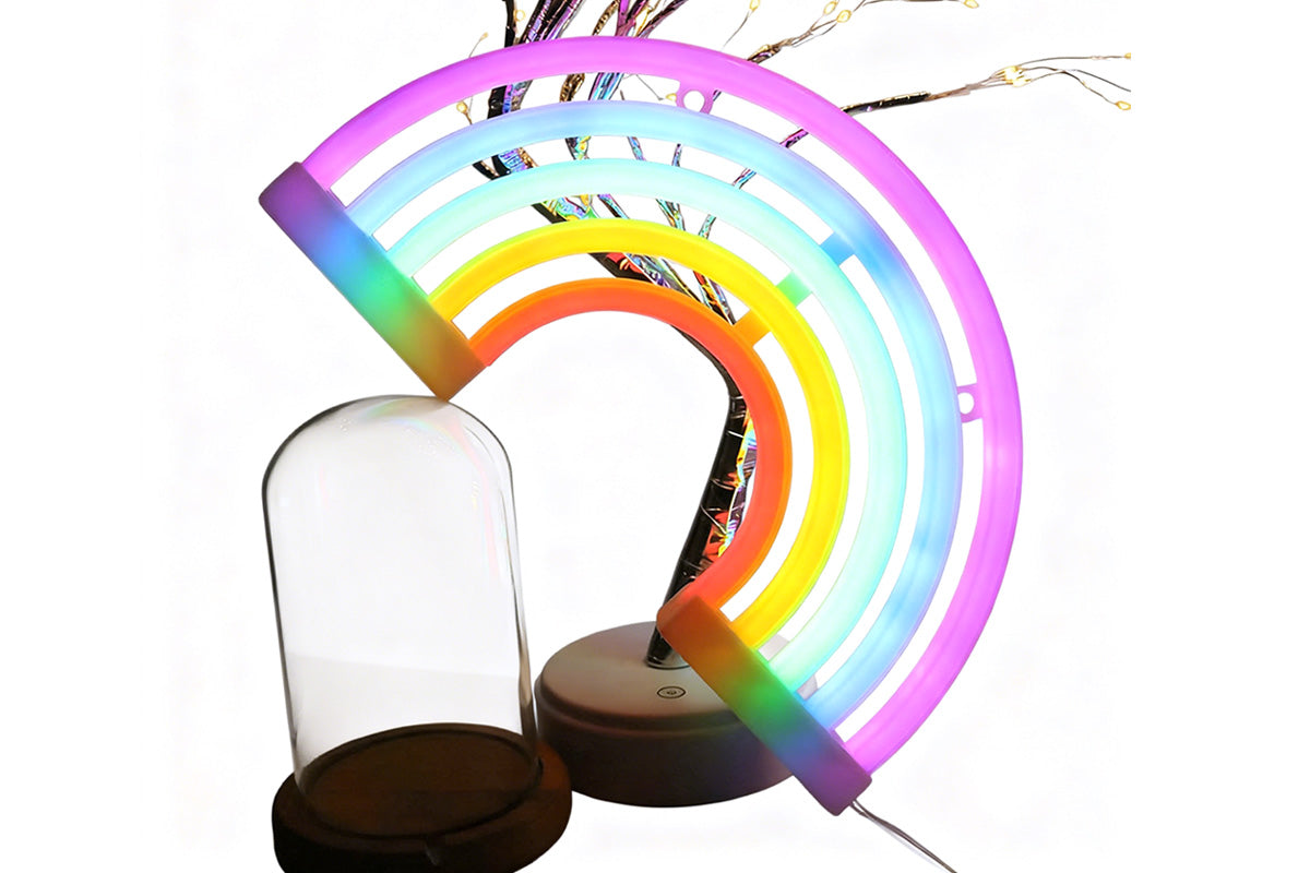LED Cat Rainbow Neon Sign Lights Bedside Night Light Lamp Bedroom Wall Decoration
