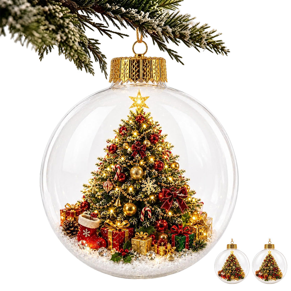 2 Pack 8cm Clear Plastic Fillable Christmas Ball Ornaments