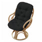 Solid Twill Swivel Rocker Chair Cushion High Back Water Resistant Pad-Black