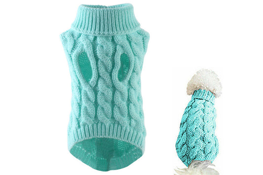 Puppy Dog Jumper Winter Warm Knitted Sweater Pet Clothes for Small Dogs Coat-Blue