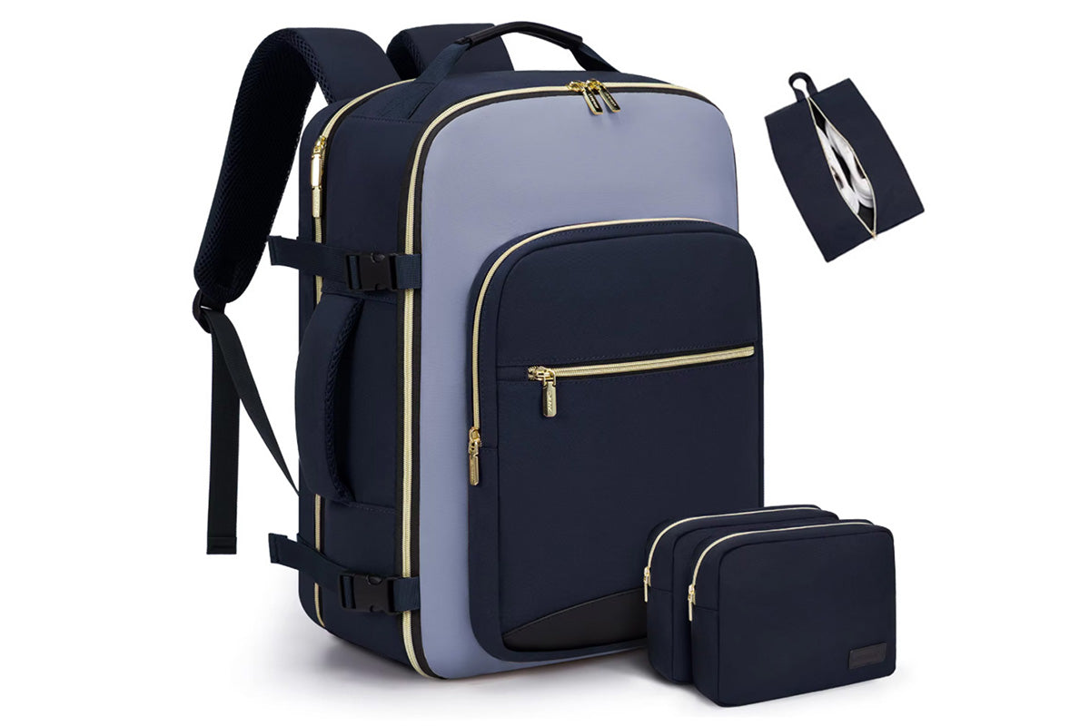 4-Piece Travel Backpack Set Weekender Essentials Backpack for Airplane Travel