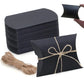 50 Pack Kraft Paper Pillow Gift Boxes with Ribbons for Weddings and Parties