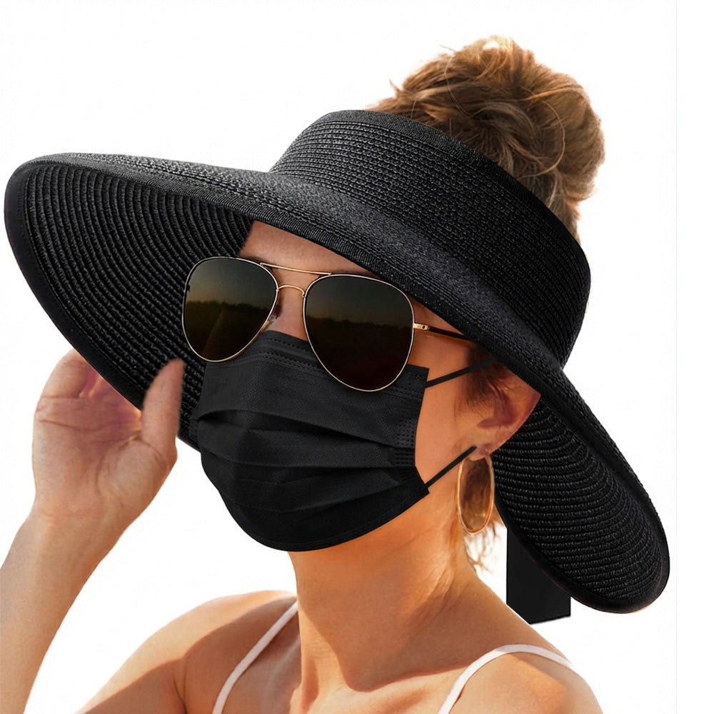 Foldable Adjustable Wide Brim Open Top Outdoor Sun Visor Hat