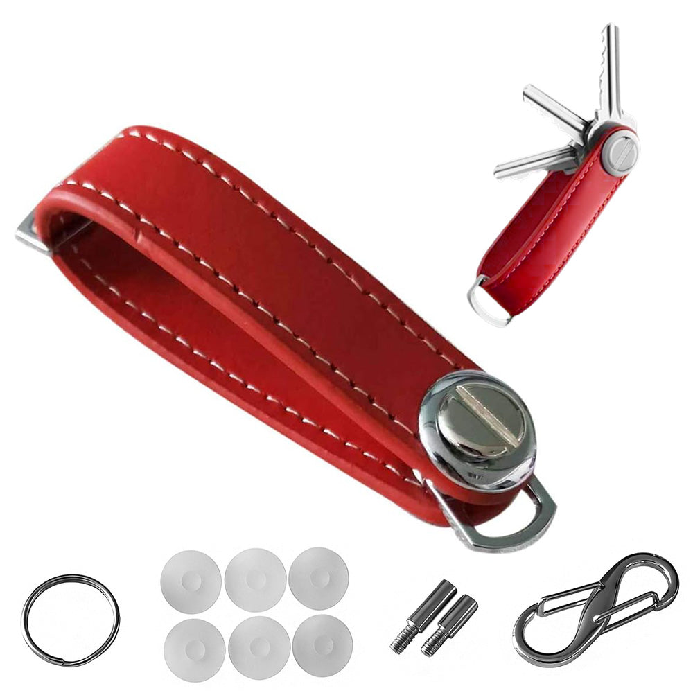 Leather Smart Key Holder Folding Key Organizer Clip Compact Keychain