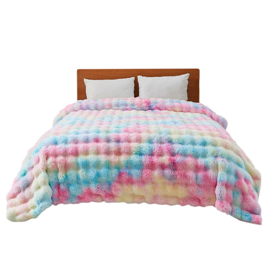 Bubble Tie Dye Throw Blanket Soft Cozy Microfiber Lightweight Warm for Couch-Multicolour