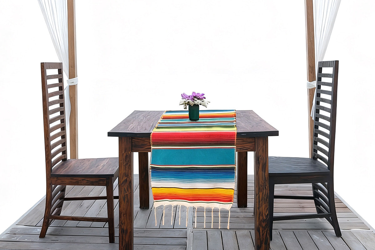 Mexican Serape Table Runner with Tassels for Party Wedding Outdoor Picnic Decoration