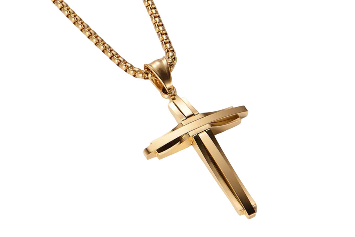 Crucifix Pendant Necklace Titanium Steel Unisex Chain