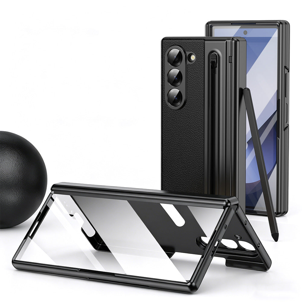 Phone Case for Samsung Z Fold 7 with Pen Holder Full Coverage Hinge Protection