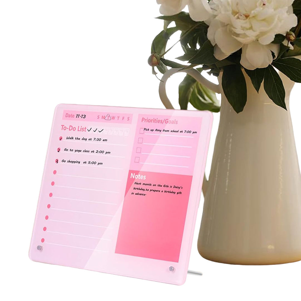 Thick Acrylic Dry Erase Board for Desk Planner with Stand