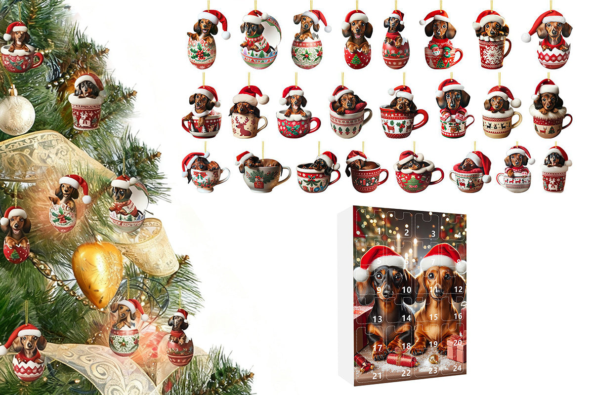 Christmas Countdown Advent Calendar Dog Holiday Collectible Hanging Ornament