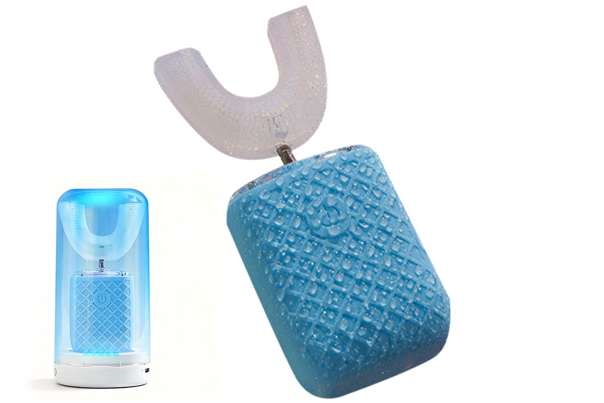 U-Shaped Automatic Electric Toothbrush with Sanitizing Cup-Sky Blue