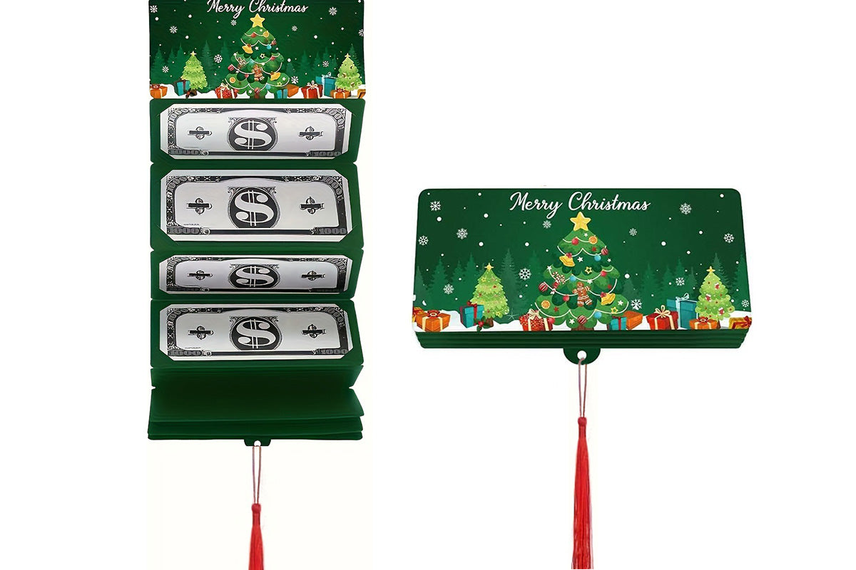 10-Slot Foldable Christmas Red Envelope with Foil Stamping