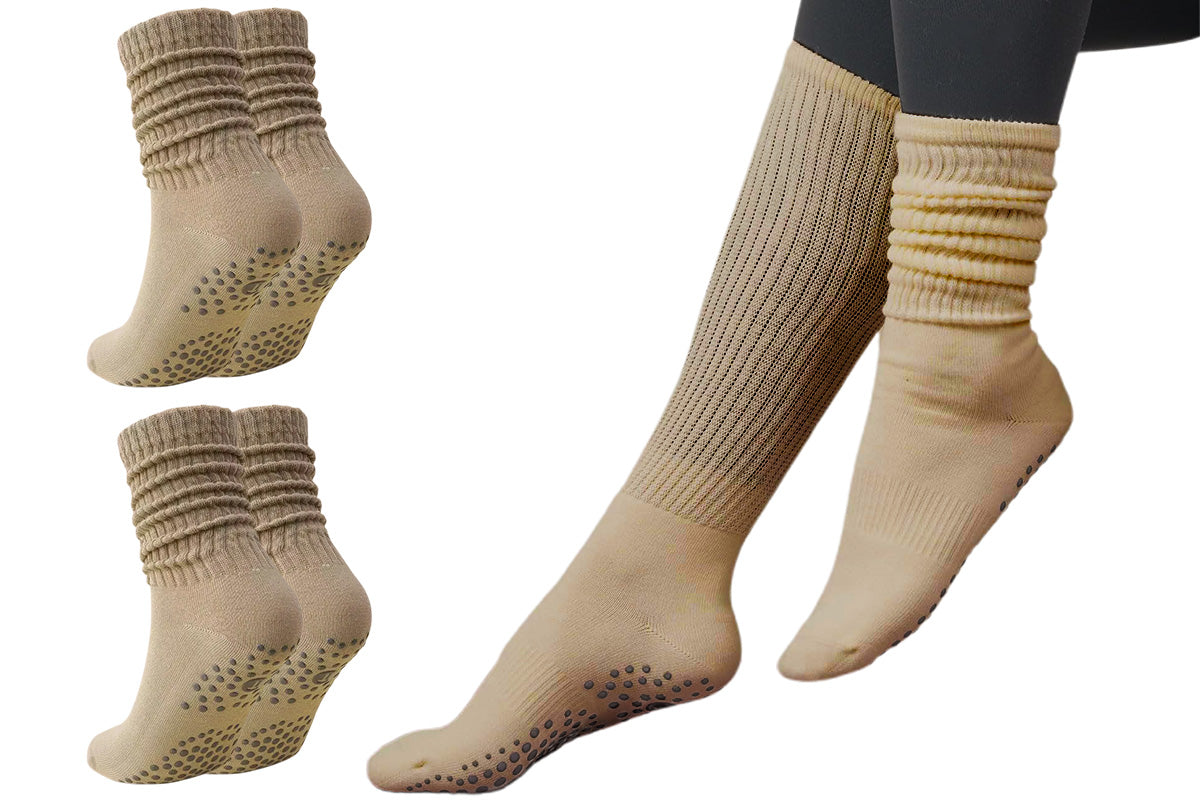 2 Pack Non-Slip Grip Socks for Yoga Pilates