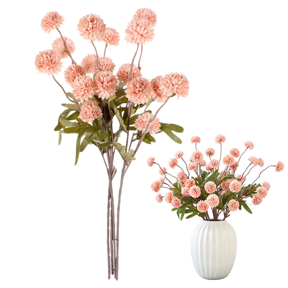 5 Pack Stem Cloth Dandelion Ball Artificial Flowers with Bendable Stems