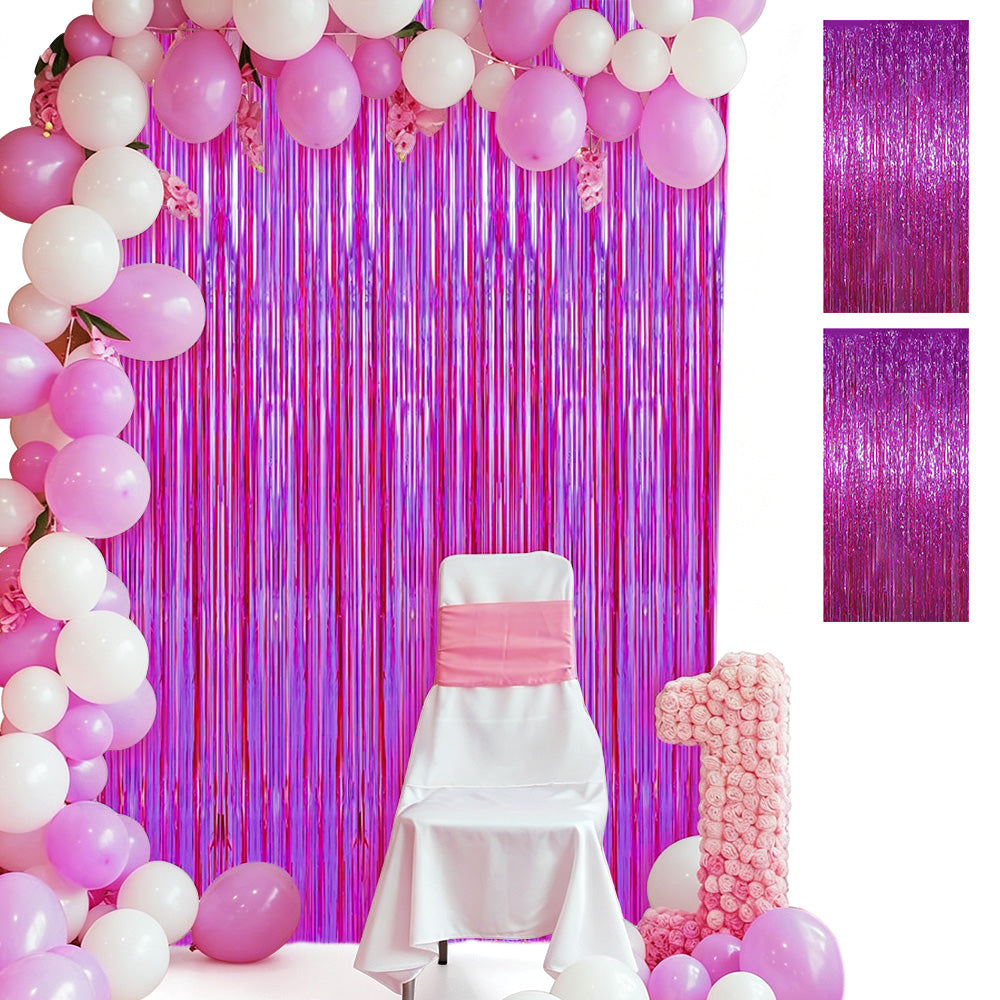 2Pcs 2m Metallic PET Foil Fringe Door Curtains for Party Backdrops