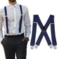 Mens X Back Elastic Suspenders with 4 Metal Clips Adjustable to 120cm