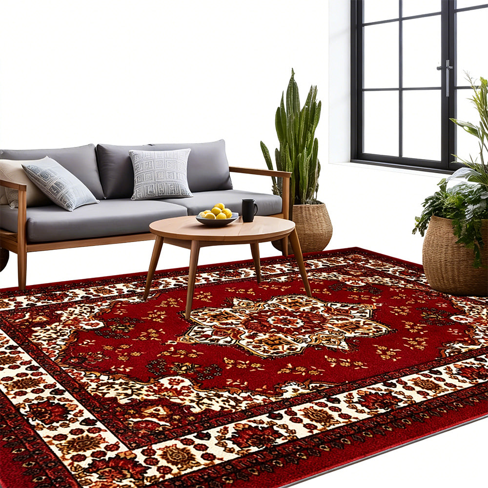 Large Floor Rug Crystal Velvet Vintage Boho Non-Slip Carpet for Bedroom Dining Room