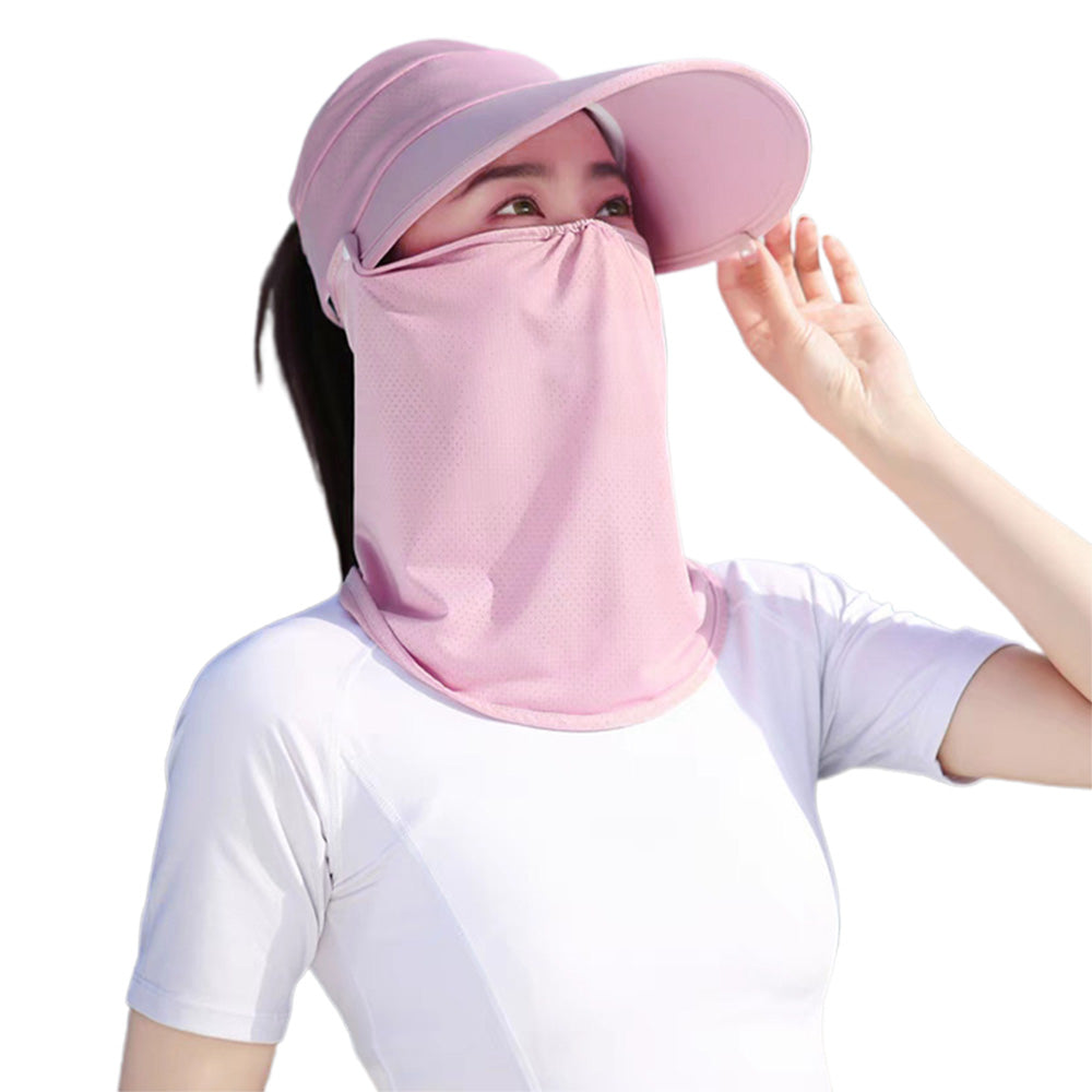 3 in 1 Ponytail Sun Hat with Detachable Face Cover and Chin Strap