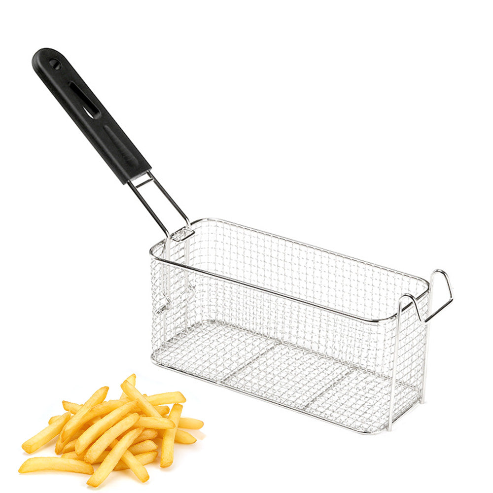 Stainless Steel Deep Fryer Basket with Removable Handle and Hanging Design