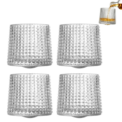 4PCS Rotating Whiskey Glass 180ml Rotating Glass Tumblers for Home Bars Party