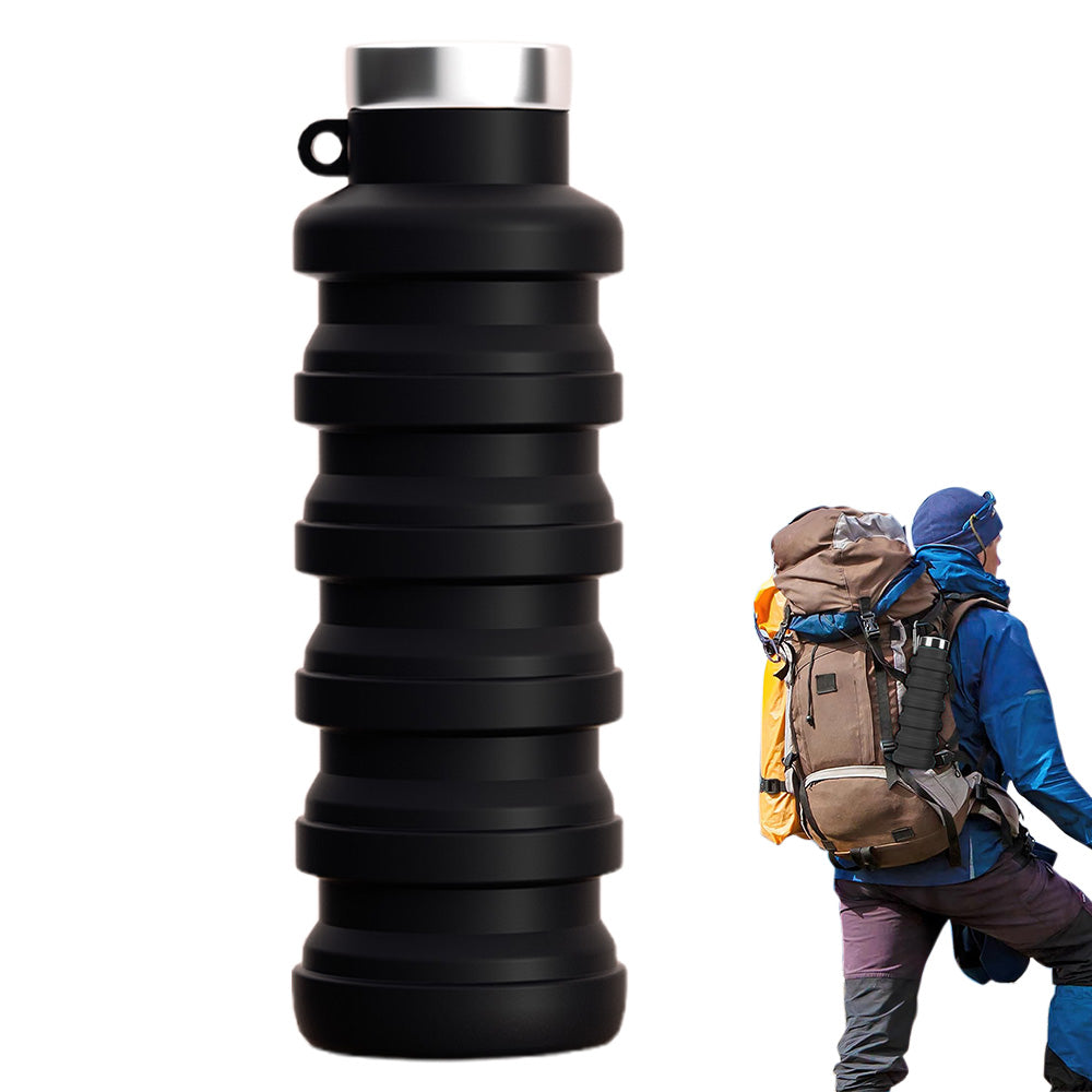 500ml Collapsible Silicone Water Bottle with Hanging Hole for Outdoor Office