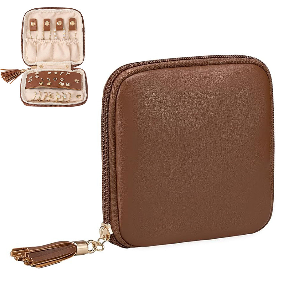 PU Multi Compartment Travel Jewelry Organizer Bag with Velvet Lining
