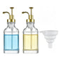 2 Pack 500ml Square Glass Syrup Soap Dispenser Bottles with Funnel