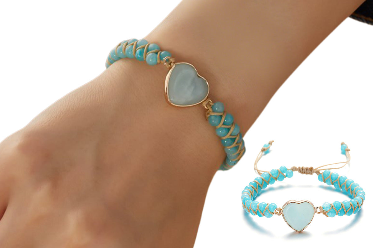 Handmade Natural Stone Beaded Bracelet Adjustable Woven Bangle for Women Jewelry