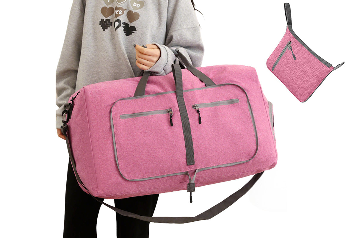 Large Foldable Travel Duffel Bag Carry On Shoulder Duffle Bag With Shoe Compartment