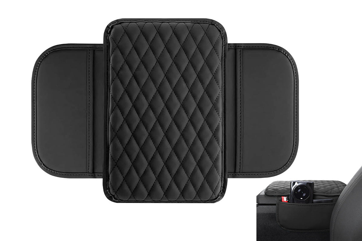 Microfiber Leather Car Center Console Cover Car Arm Rest Cover with 2 Storage Bags