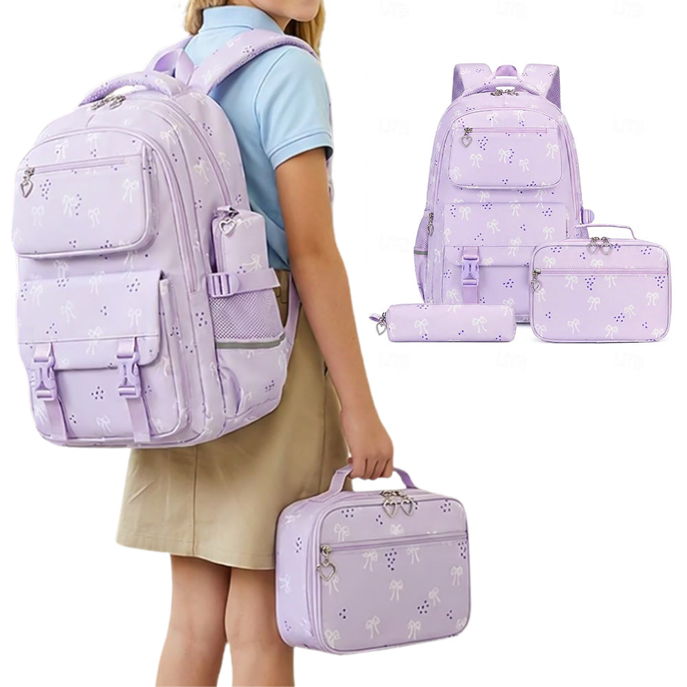 3 Piece Girls School Backpack Set with Lunch Bag Pencil Case
