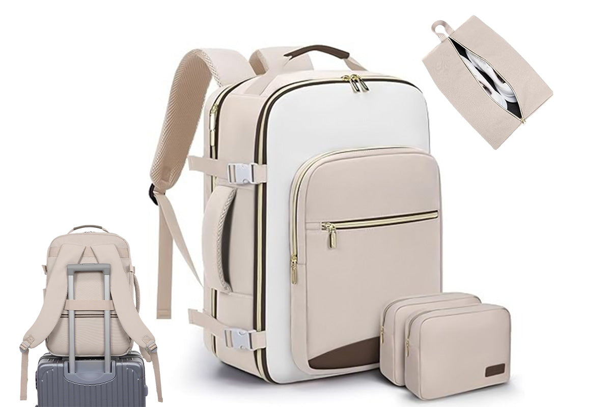 40L Travel Backpack for Men and Women Waterproof Carry On Bag with 3 Storage Pouches