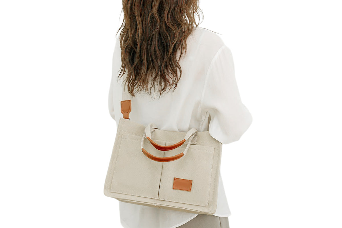 Tote Bag for Women With Compartments Canvas Crossbody Bags for Laptop Book