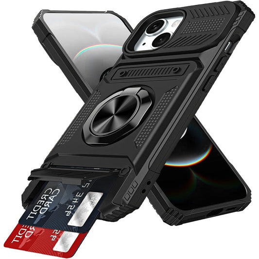 Wallet Card Slot Shockproof Protective Case for iPhone 17 and 18 Series-Black