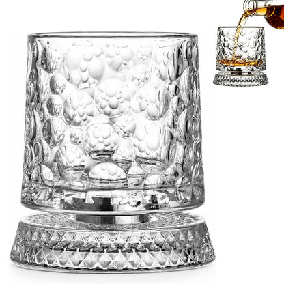 Spinning Rotating Whiskey Glass 270ml Transparent Glass for Home Bar