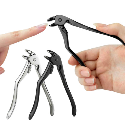2Pcs Long Handled Curved Head Toe Nail Clipper-Black and Silver