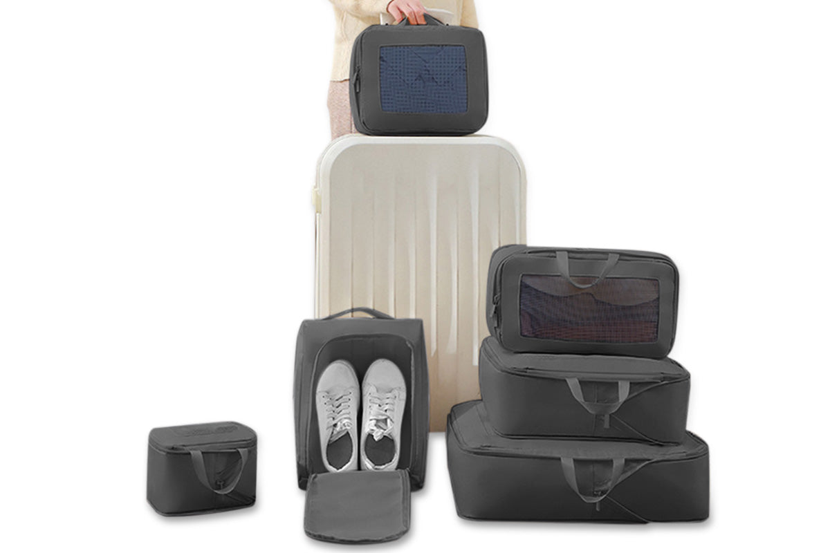 7Pcs Set Compression Packing Cubes Luggage Organizer Bags for Travel Suitcases
